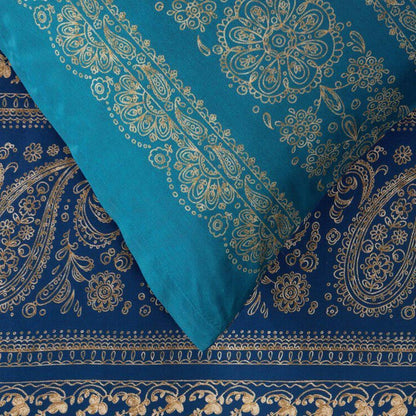 Bettwäsche Bassetti Mako Satin Brenta B1 Paisley Blau Gold 155x220