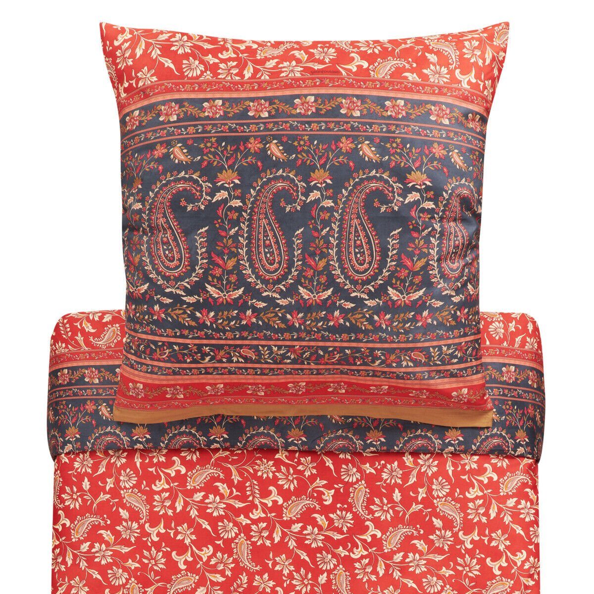 Bettwäsche Bassetti Mako Satin Como R1 weinrot anthrazit 135x200