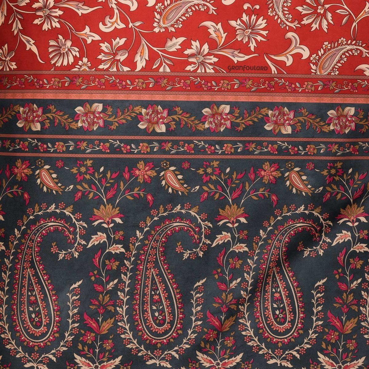 Bettwäsche Bassetti Mako Satin Como R1 weinrot anthrazit 135x200