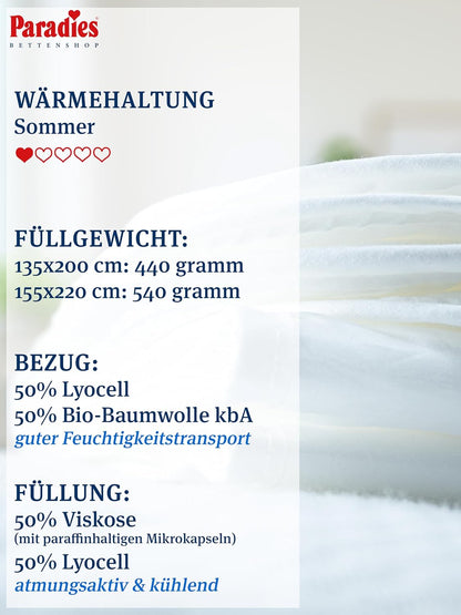 Paradies Cool Comfort Bio kühlend Sommer Bettdecke Sommerdecke 135x200
