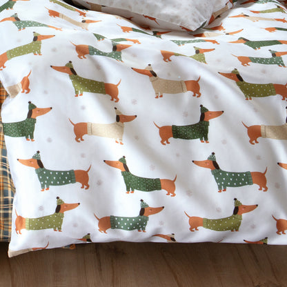 Satin Bettwäsche Dormabell 11473 Hunde Dackel natur braun 135x200