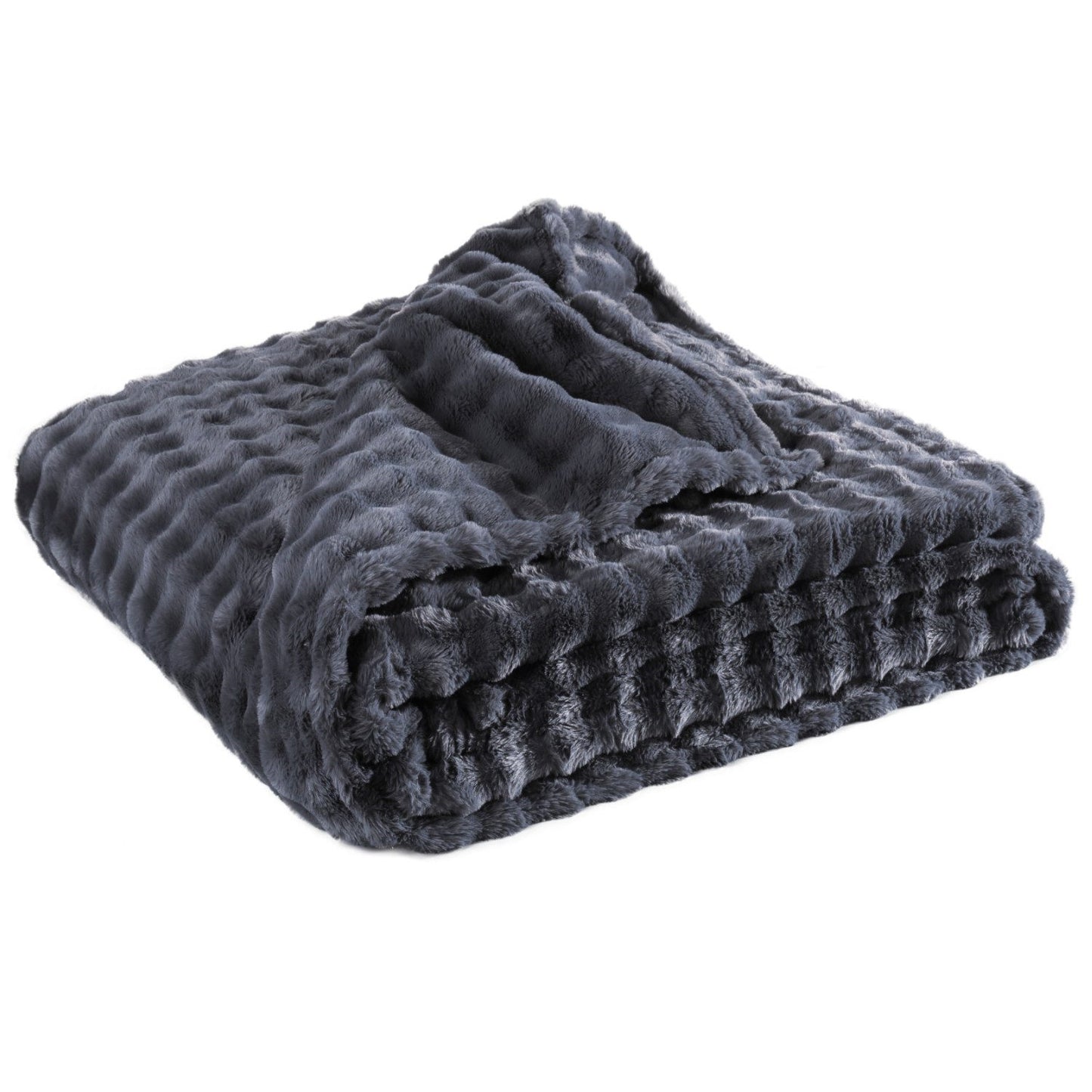 Felldecke kuschelige Wohndecke Webpelz Nerz Oprtik anthrazit 150x200