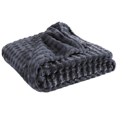 Felldecke kuschelige Wohndecke Webpelz Nerz Oprtik anthrazit 150x200