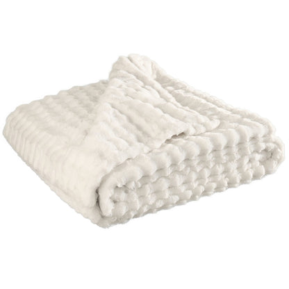 Felldecke kuschelige Wohndecke Webpelz Nerz Oprtik wollweiß 150x200