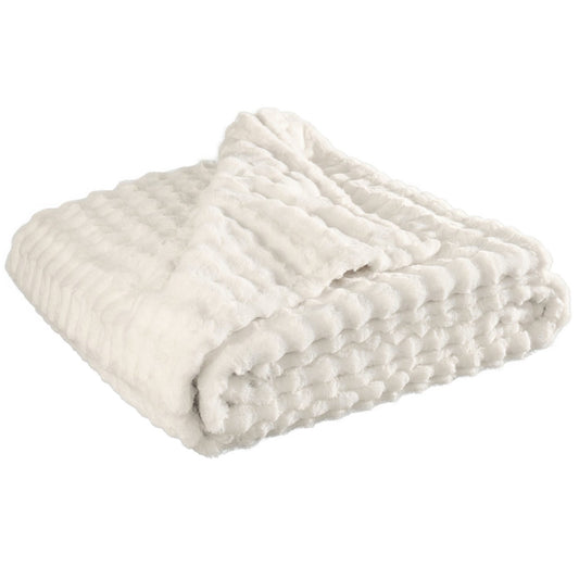 Felldecke kuschelige Wohndecke Webpelz Nerz Optik wollweiß 150x200