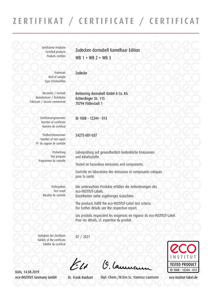 Dormabell Kamelhaar - Flaum Edition WB3 Bettdecke Decke 135x200 1400g