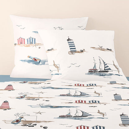 Bettwäsche Irisette Seersucker 8329-90 Leuchtturm maritim 135x200