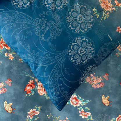 Bettwäsche Bassetti Mako Satin Esperidi B1 blau floral 135x200