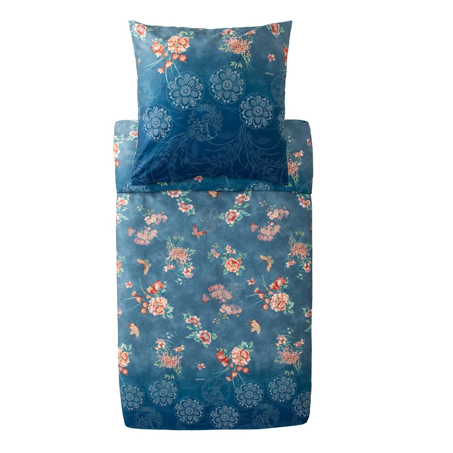 Bettwäsche Bassetti Mako Satin Esperidi B1 blau floral 135x200