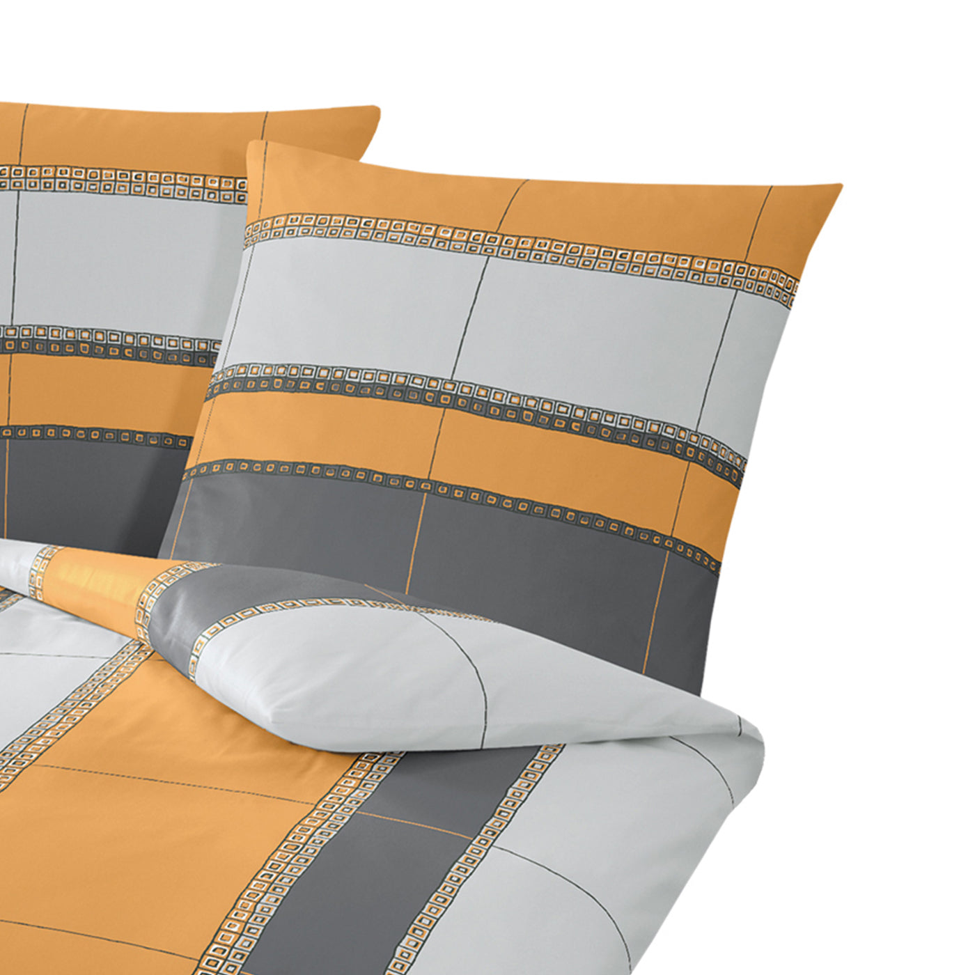 Warme Bettwäsche Bierbaum Nicki 3443-50 Streifen terra orange 155x220