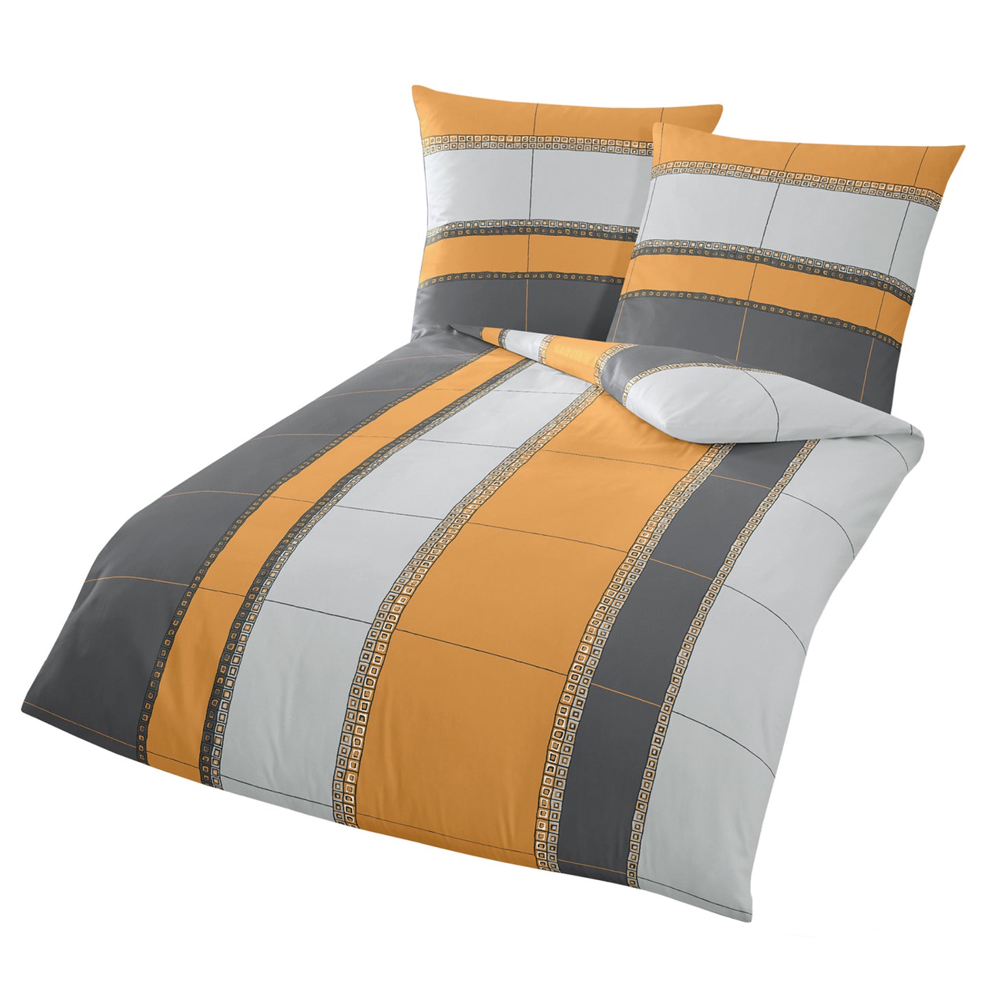 Warme Bettwäsche Bierbaum Nicki 3443-50 Streifen terra orange 155x220