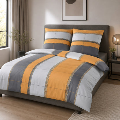 Warme Bettwäsche Bierbaum Nicki 3443-50 Streifen terra orange 155x220