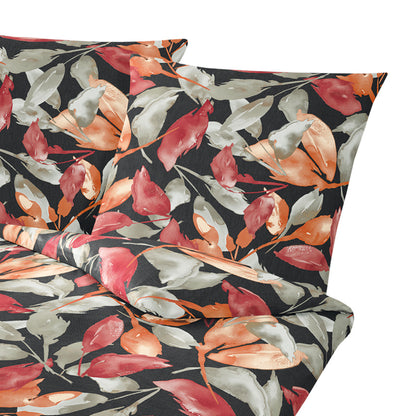 Warme Bettwäsche Bierbaum Nicki 3605-60 Blätter rot orange 155x220