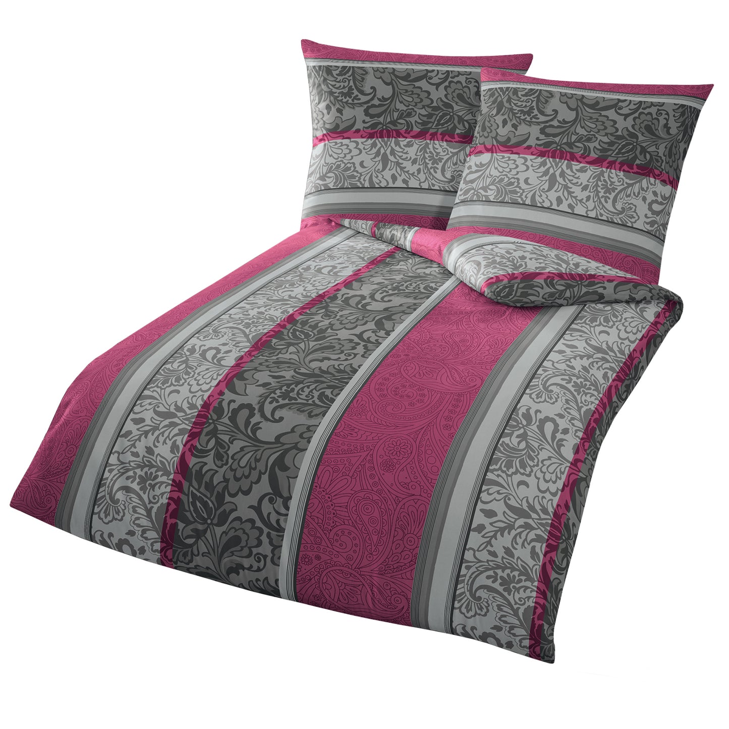 Warme Bettwäsche Bierbaum Nicki 3711-70 Ornamente beere 155x220