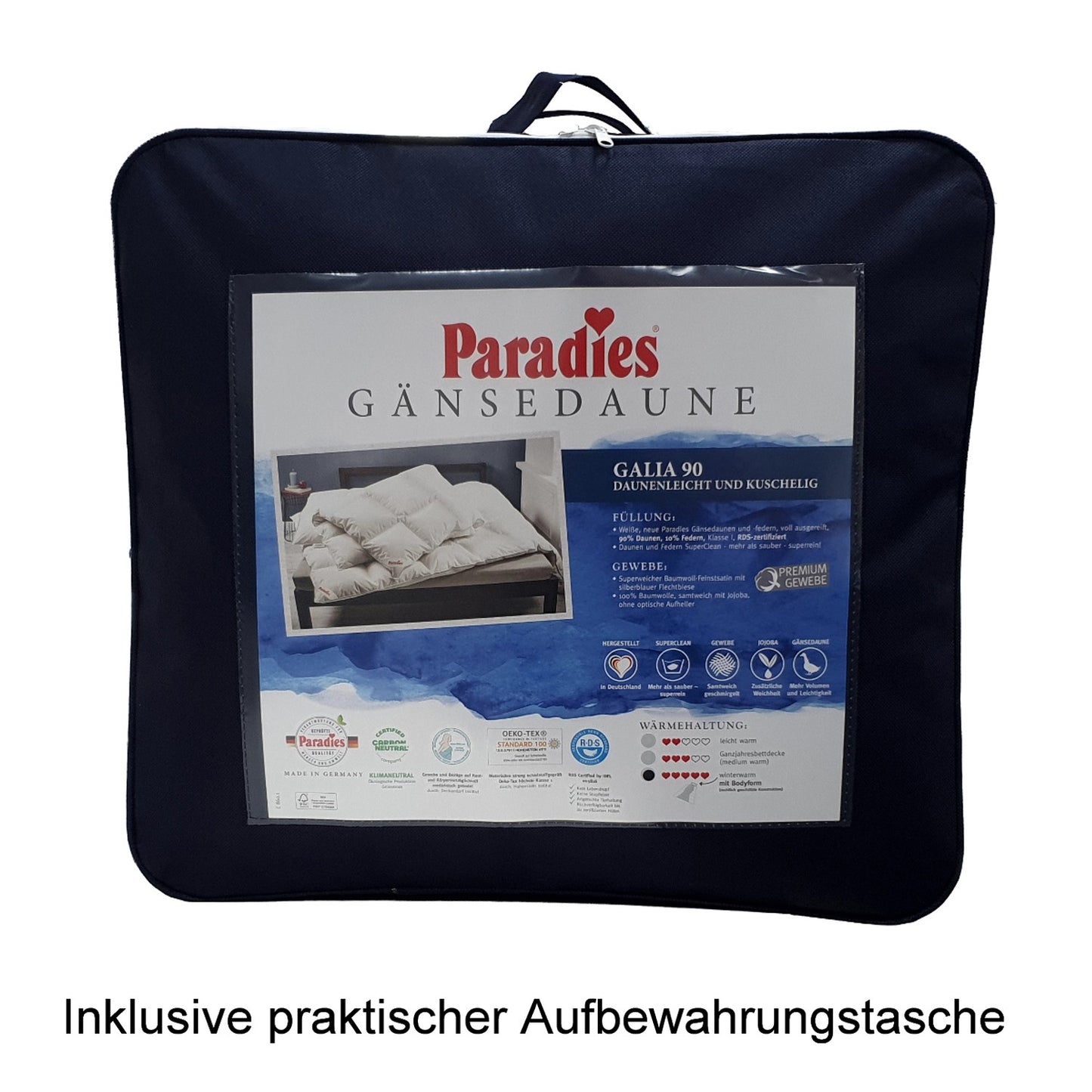 Paradies Gänsedaunen Bettdecke Daunendecke Galia leicht warm 135x200
