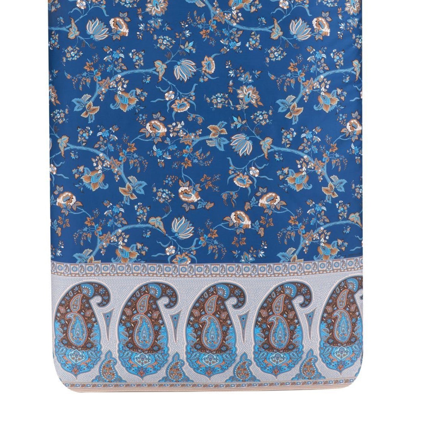 4 tlg. Bettwäsche Bassetti Mako Satin Genova B1 blau natur 135x200