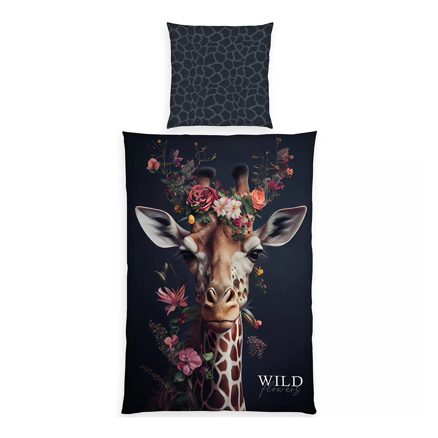 Bettwäsche Wild Flowers Giraffe Animalprint 100% Baumwolle 135x200