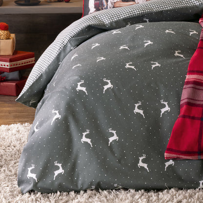 Dormabell Biber Bettwäsche 11471 Hirsch kariert grau weiß 135x200