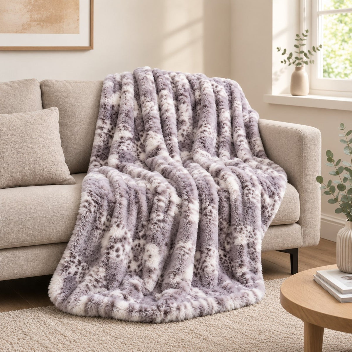 Felldecke Star Home Wohndecke Irbis Webpelz Fell Schneeleopard 150x200