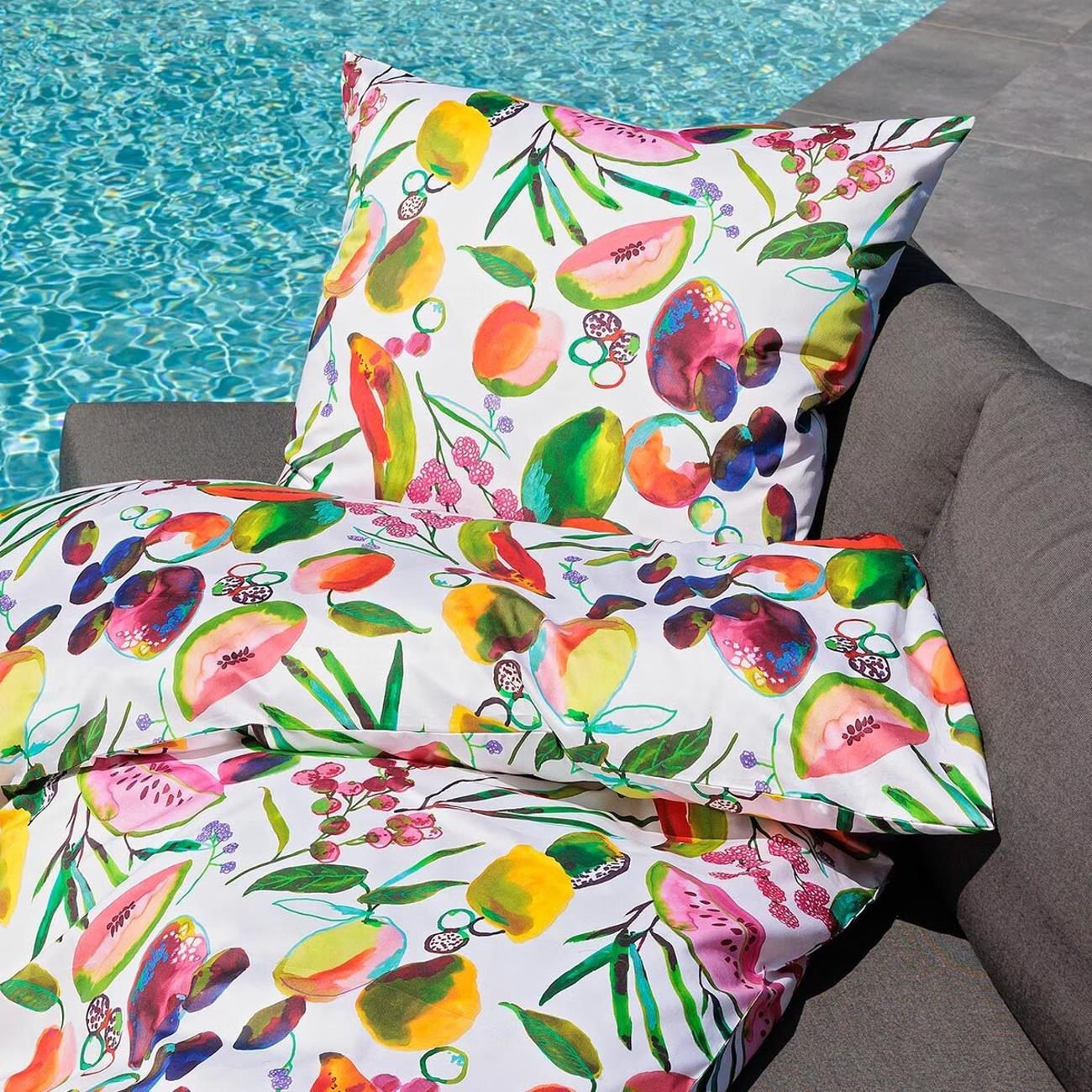 Janine Mako Satin Bettwäsche 42147 bunte Früchte modern Art 135x200