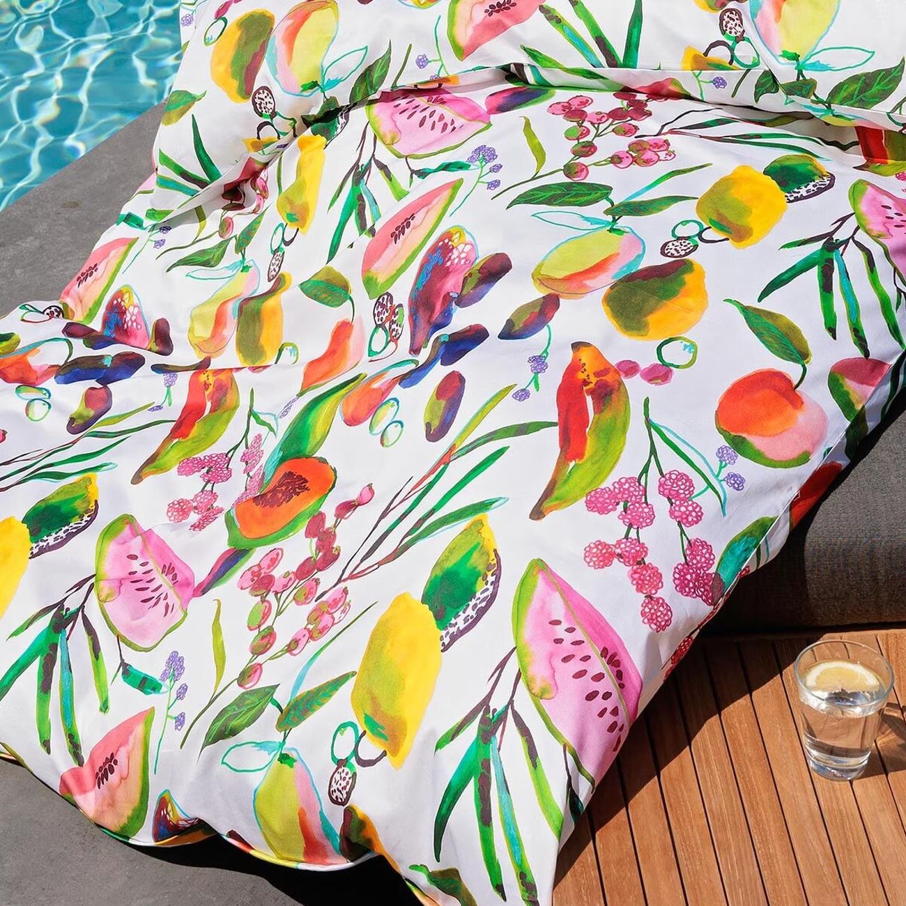 Janine Mako Satin Bettwäsche 42147 bunte Früchte modern Art 135x200