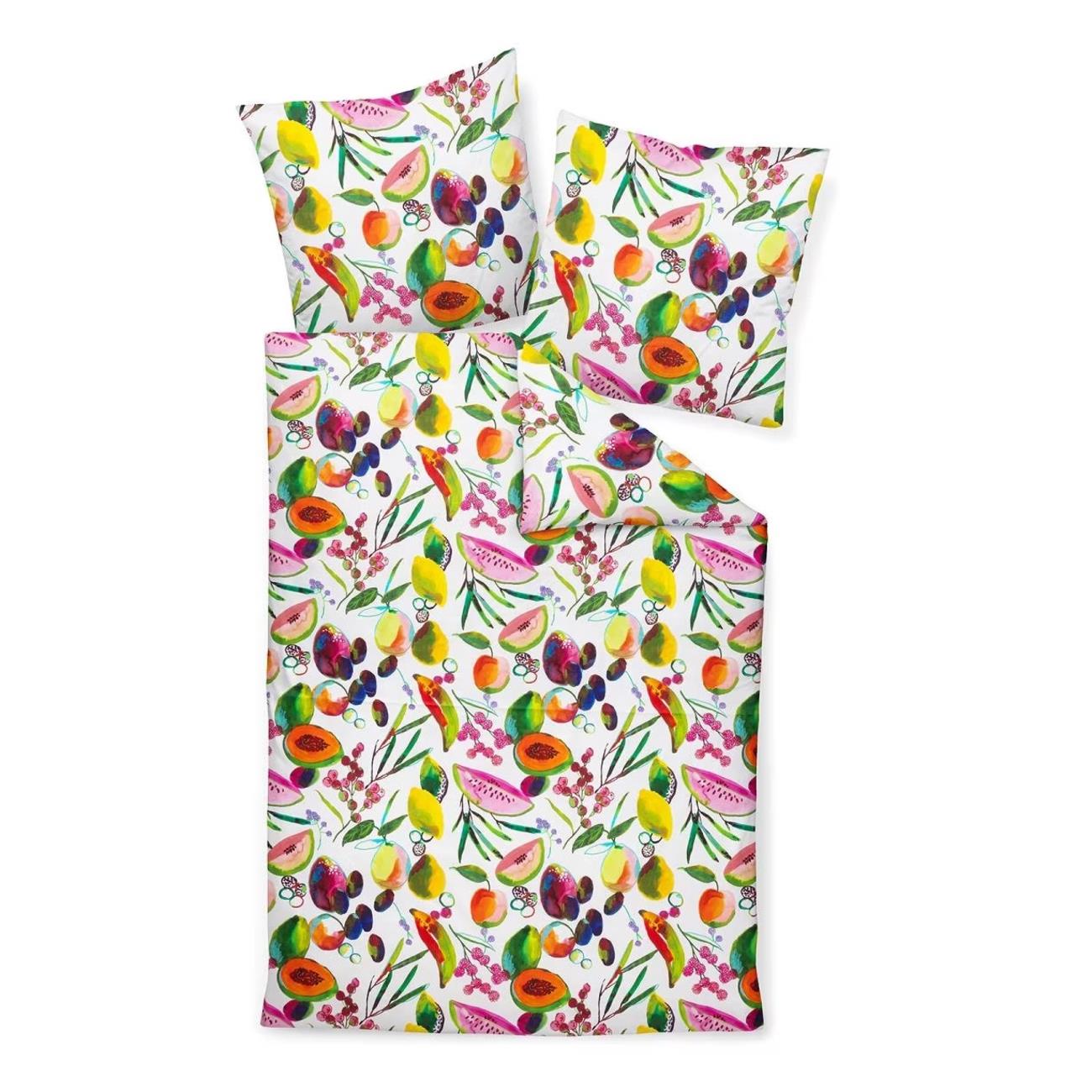 Janine Mako Satin Bettwäsche 42147 bunte Früchte modern Art 135x200
