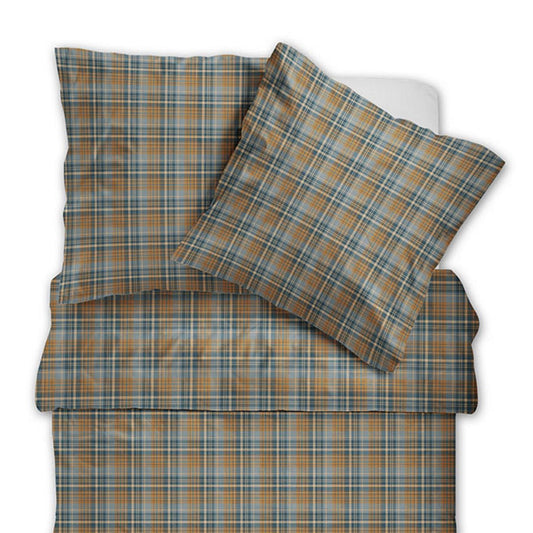 Dormabell Flanell Bettwäsche 11475 kariert natur, blau braun 135x200