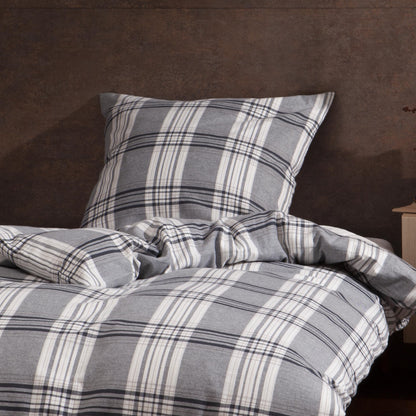 Bettwäsche Dormabell Flanell Karo 21260 hellgrau Kariert 135x200