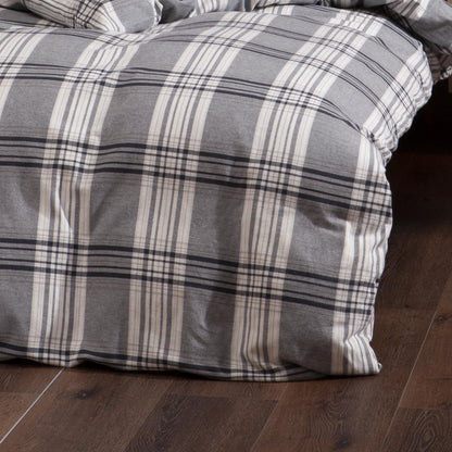 Bettwäsche Dormabell Flanell Karo 21260 hellgrau Kariert 135x200