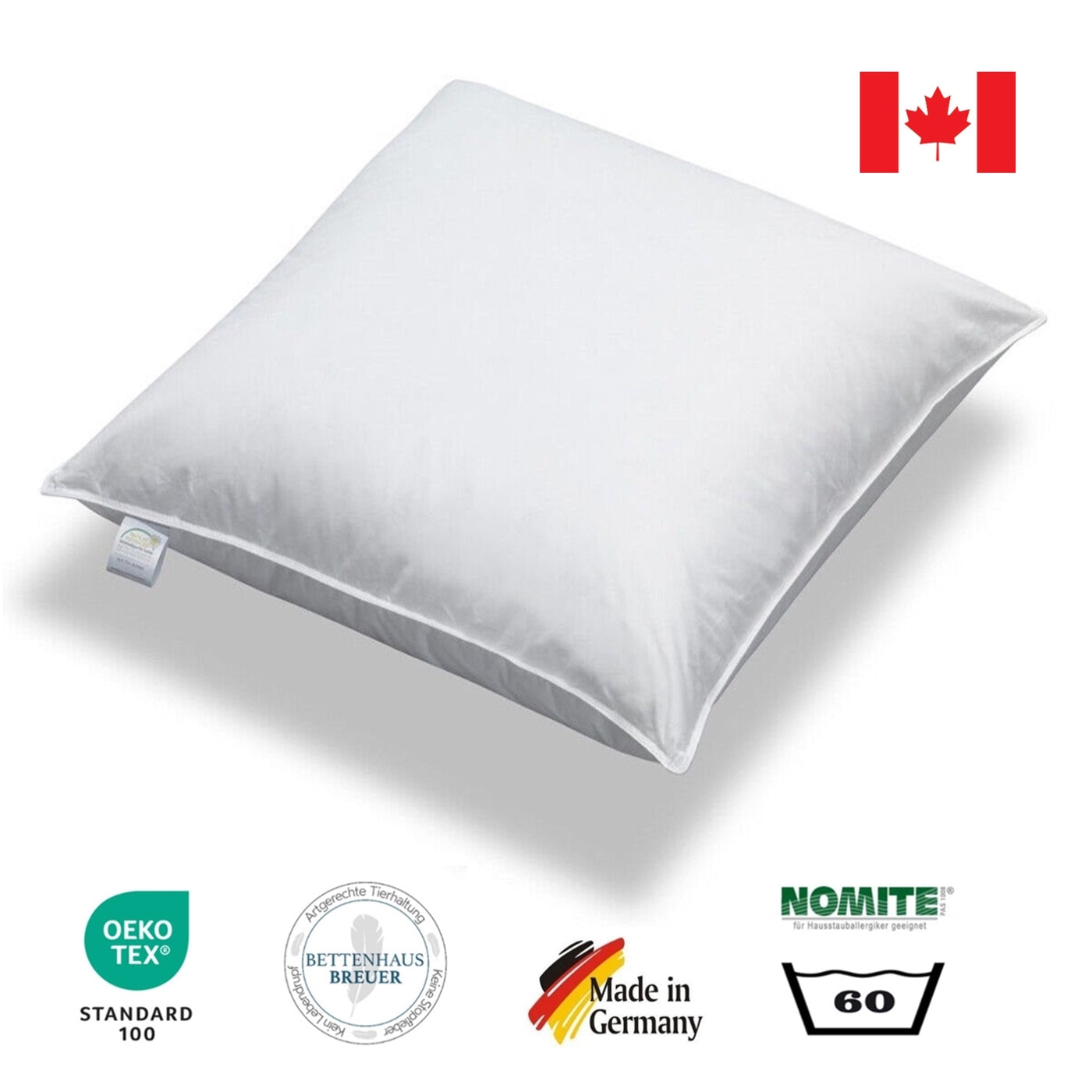 3 Kammer Kopfkissen extra voluminös 1180g canadische Daunen 80x80