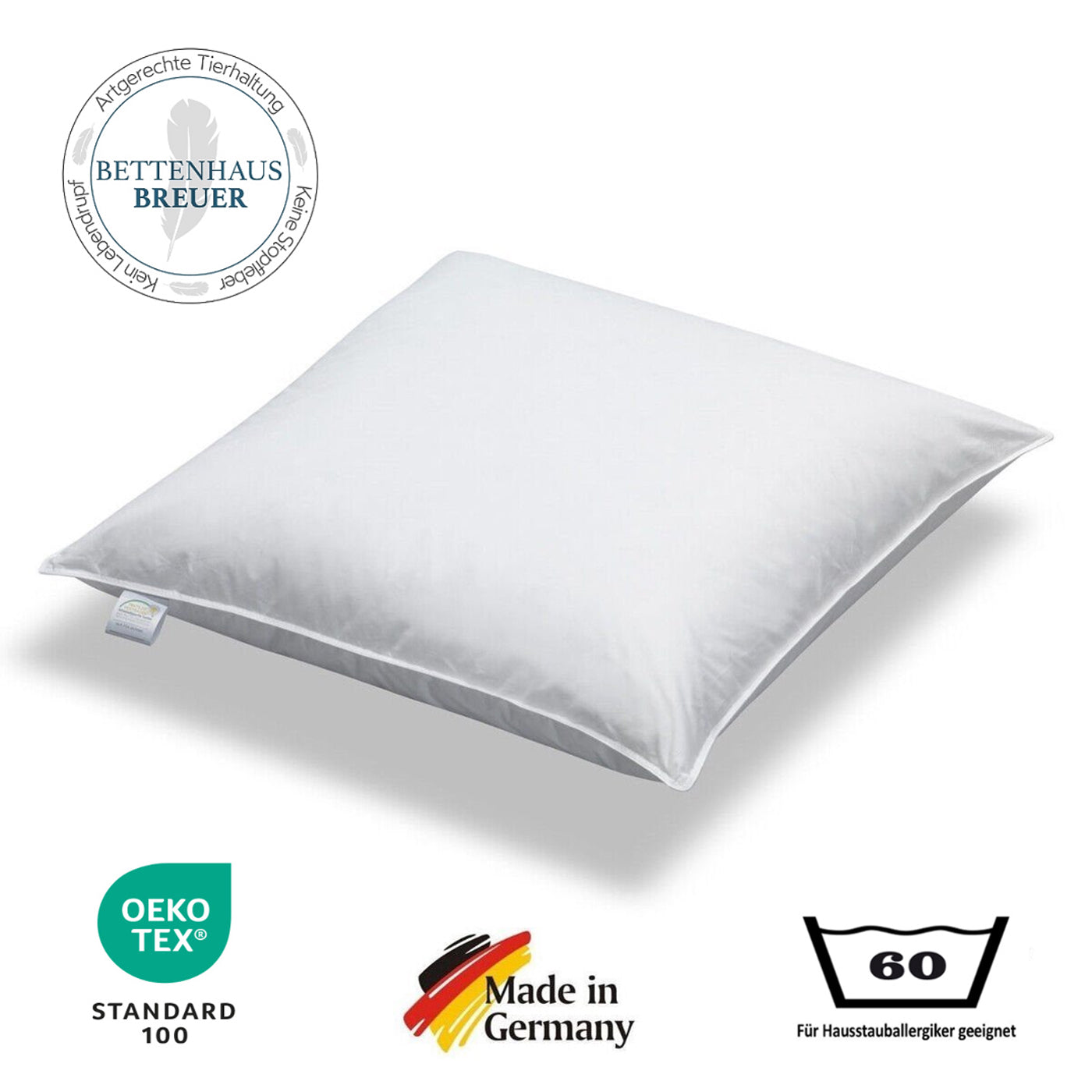 Kopfkissen Daunenkissen 100% sibirische Daunen 500g leicht weich 80x80