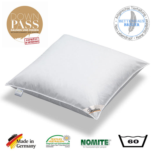 Kopfkissen Kissen 1100g neue weiße Federn Klasse 1 Daunenpass 80x80