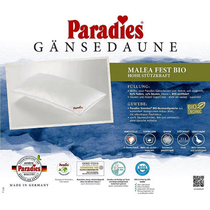 Paradies Gänsedaunen Kopfkissen Malea fest 15% Daunen 85% Federn 40x80