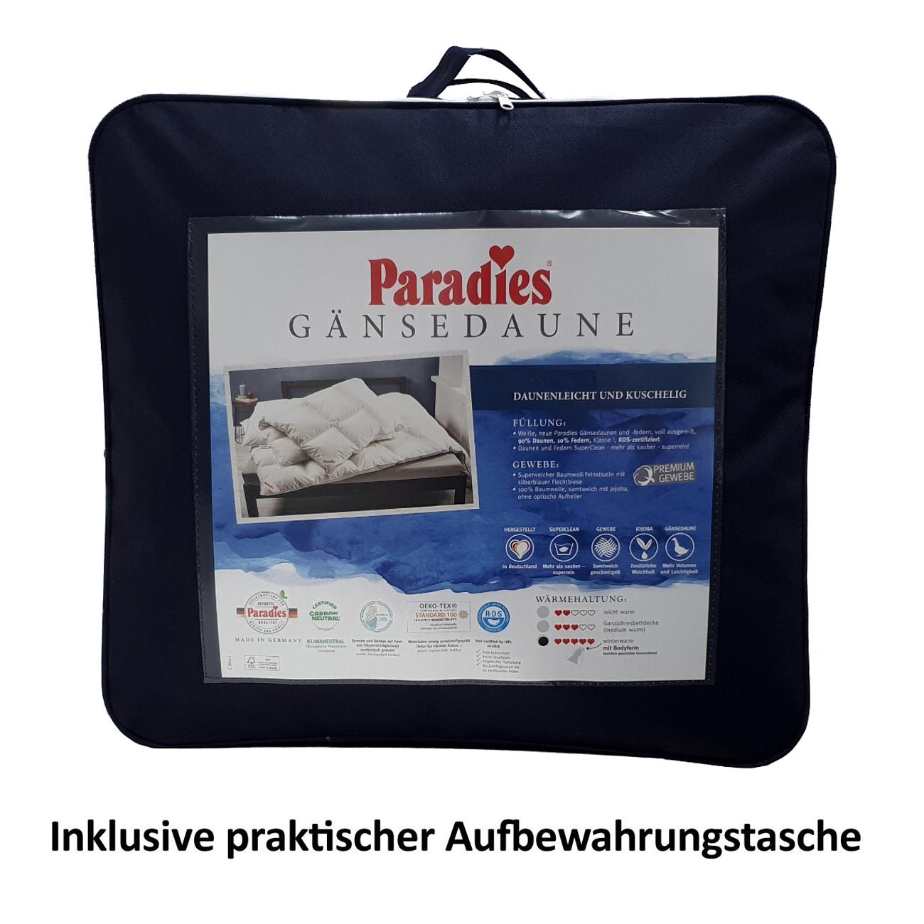 Paradies Gänsedaunen Bettdecke Daunendecke Melinda medium warm 135x200