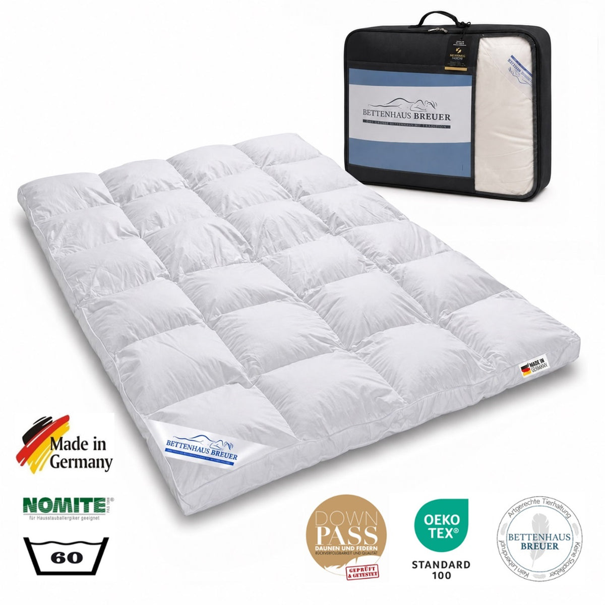 Daunendecke 155 x 220 cm Hochsteg extra warm 90% Daunen
