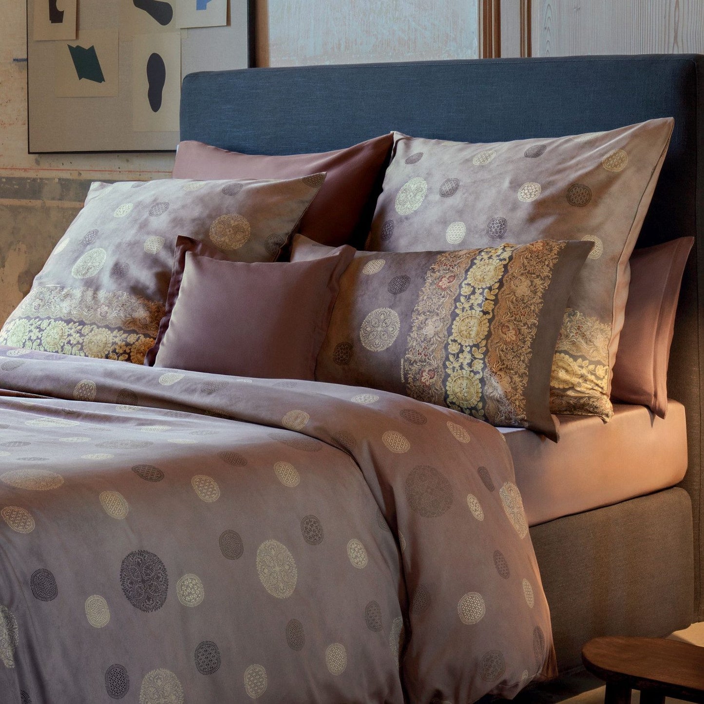 Bettwäsche Bassetti Mako Satin Pallavicino G1 grau braun beige 200x200