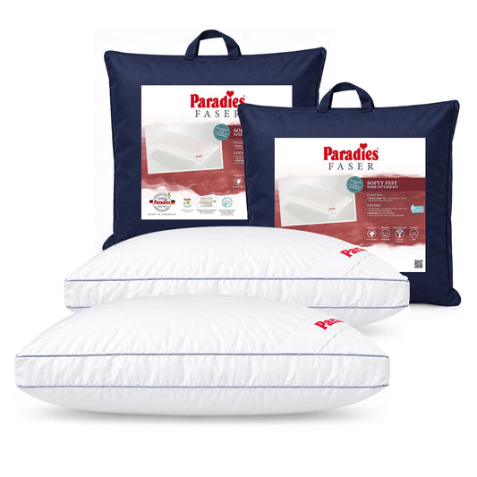 2 x Paradies Kopfkissen Softy fest 80x80 hohes Bauschvolumen Außensteg