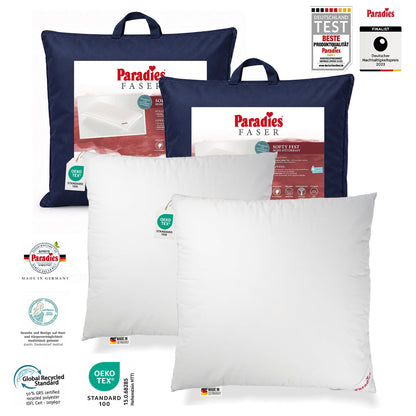 2 x Paradies Kopfkissen Softy fest 80x80 hohes Bauschvolumen Außensteg