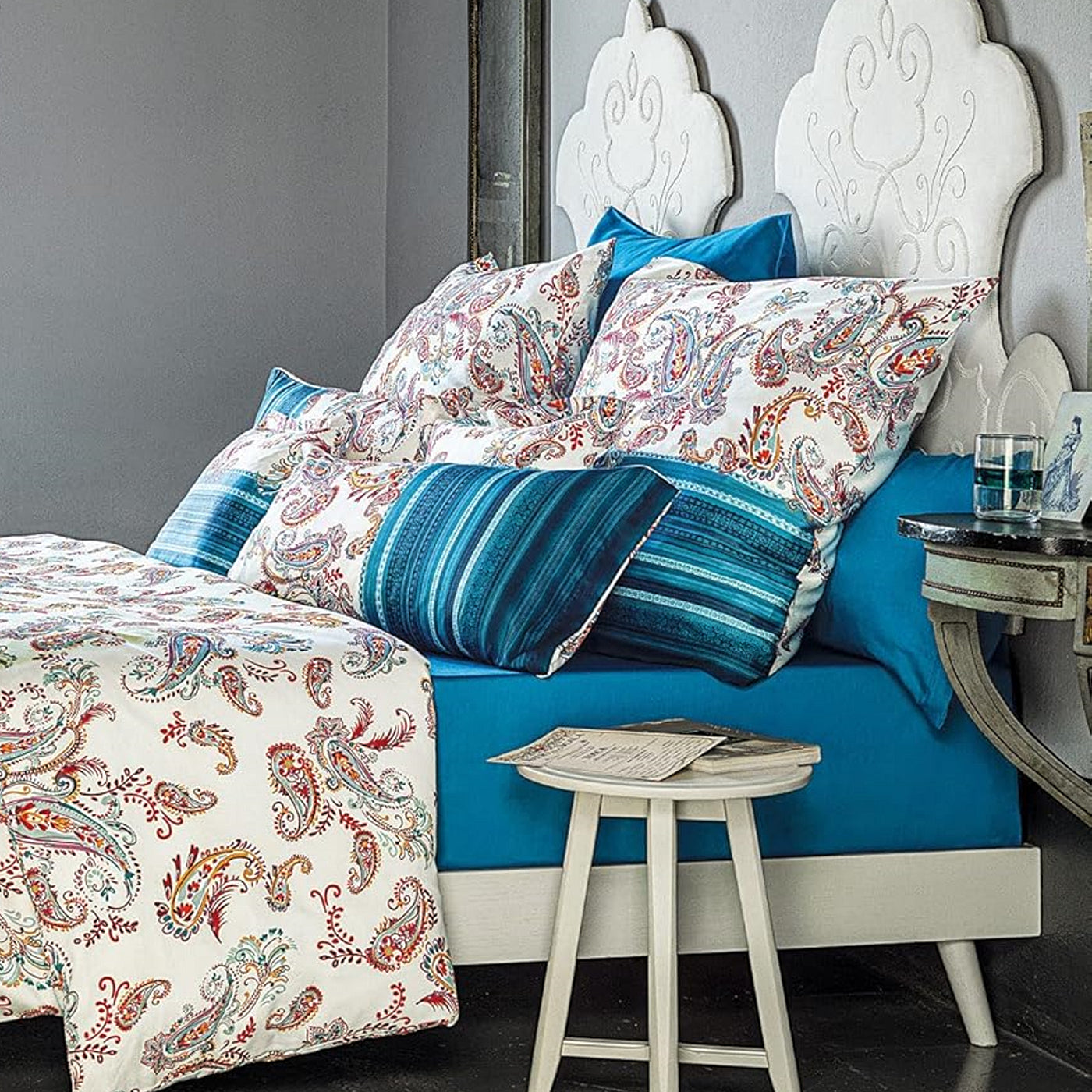 Bettwäsche Bassetti Mako Satin Tosca B1 blau türkis 135x200