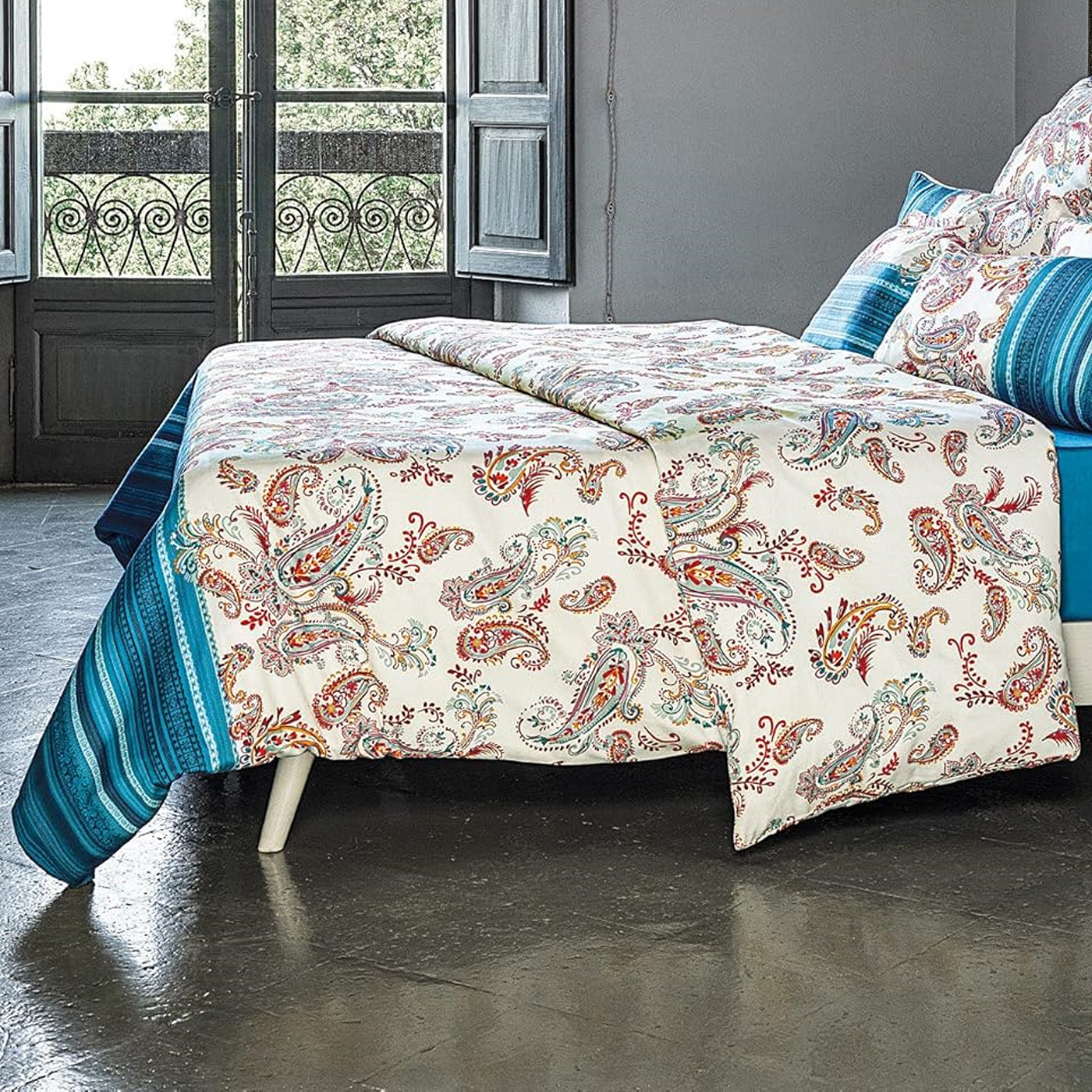 Bettwäsche Bassetti Mako Satin Tosca B1 blau türkis 135x200