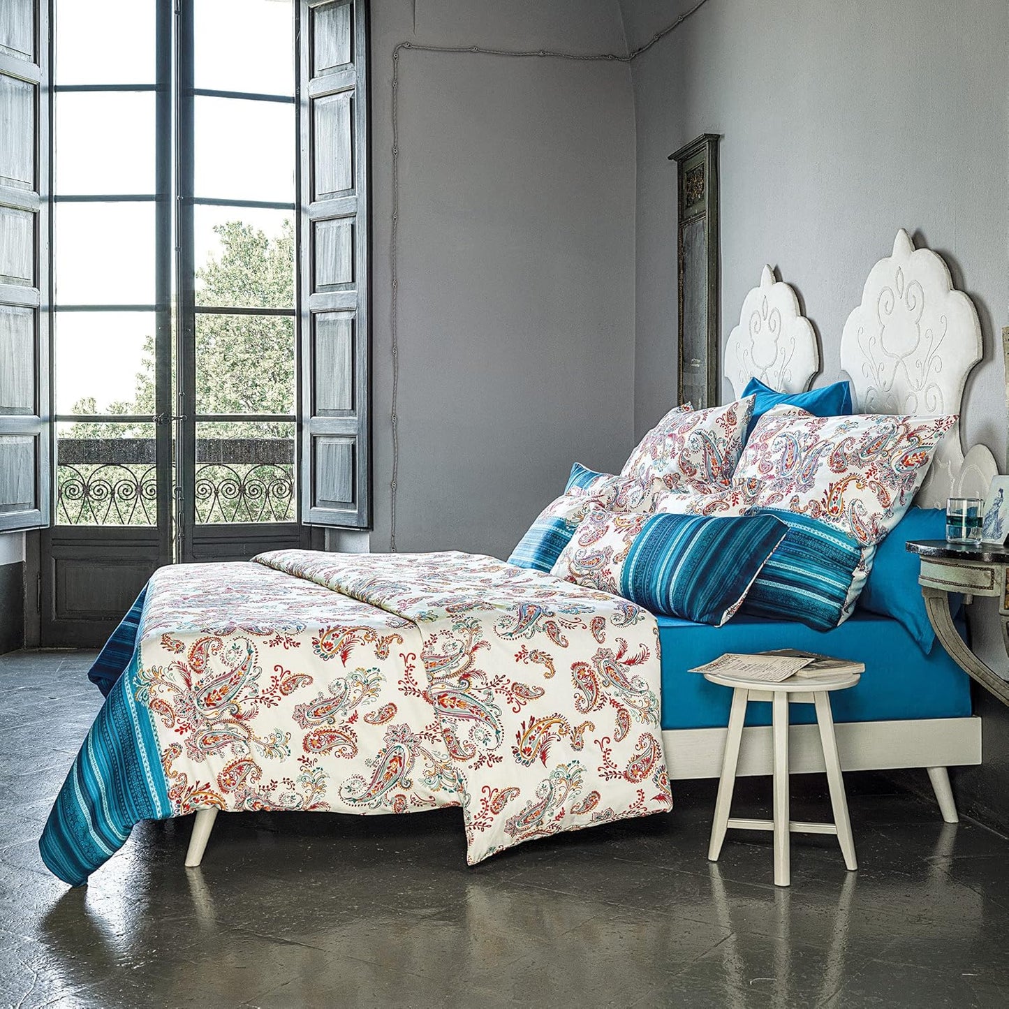 Bettwäsche Bassetti Mako Satin Tosca B1 blau türkis 135x200