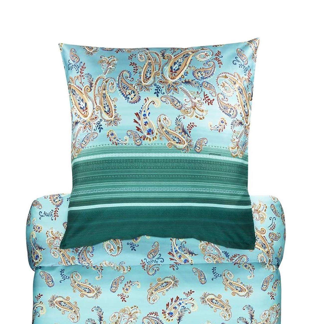 Bettwäsche Bassetti Mako Satin Tosca V1 smaragdgrün mint 135x200