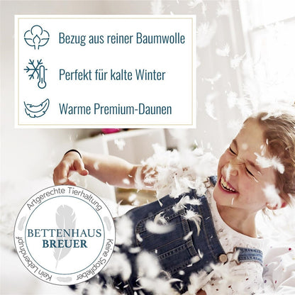 Bettenset extra warme 1200g sibirische Daunendecke + Kissen 135x200