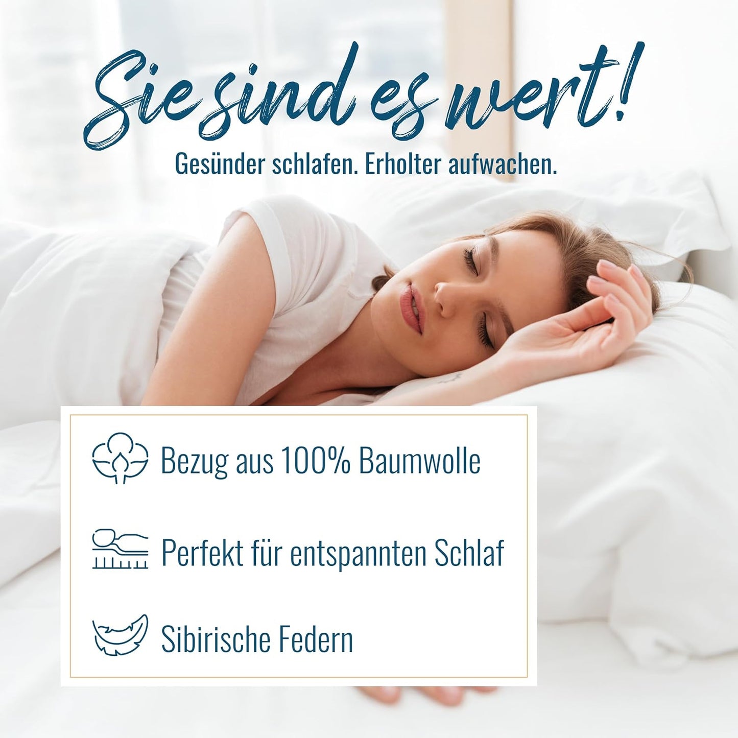 Extra dick +  prall gefülltes Kopfkissen 1600g sibirische Federn 80x80