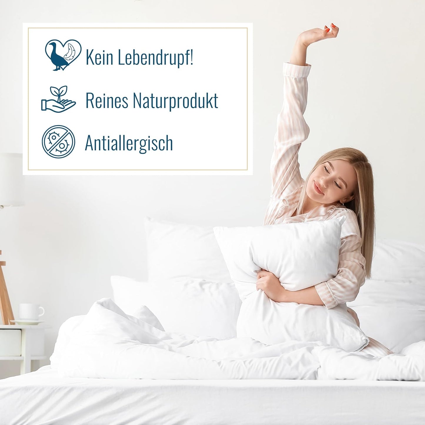 Extra dick+ prall gefülltes Kopfkissen 1600g sibirische Federn 80x80