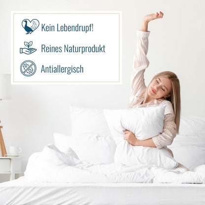 Extra dick+ prall gefülltes Kopfkissen 1600g sibirische Federn 80x80