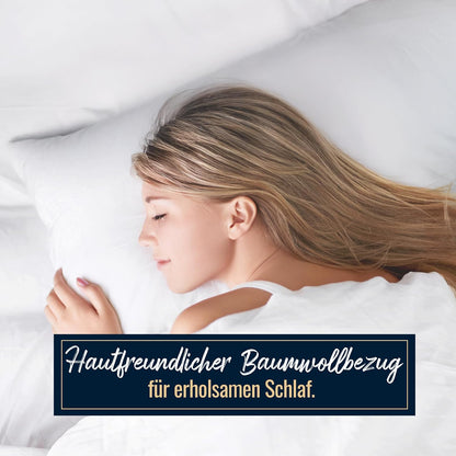 2 Stück Kopfkissen waschbar Allergiker Baumwollbezug Klimafaser 80x80