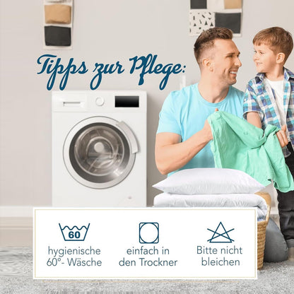 Kopfkissen Allergiker Kissen 60° Wäsche Baumwollbezug Klimafaser 80x80