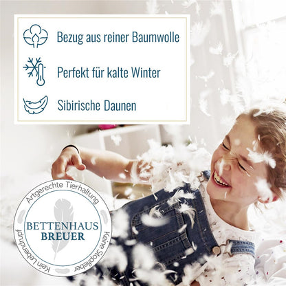 Daunendecke 135 x 200 cm warm sibirische Daunen