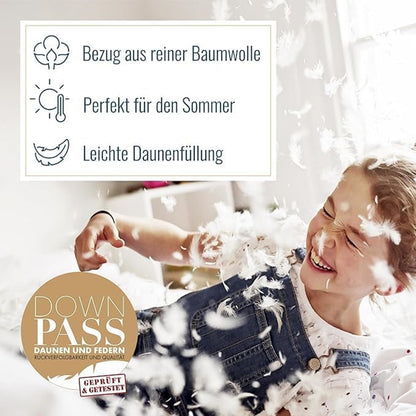 Daunenpass Sommer Daunen Bettdecke Sommerbett Sommerdecke 400g 155x220